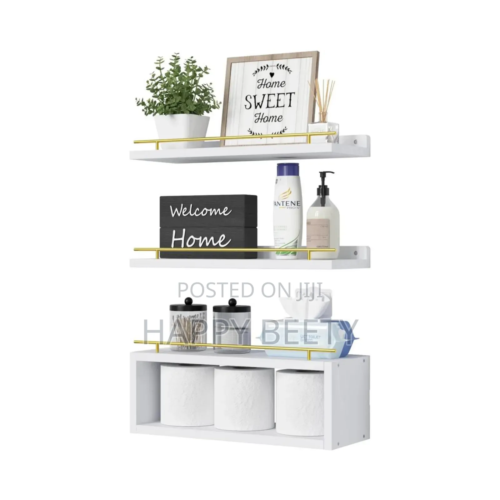 Solid Pine Wood Bathroom Floating Shelves