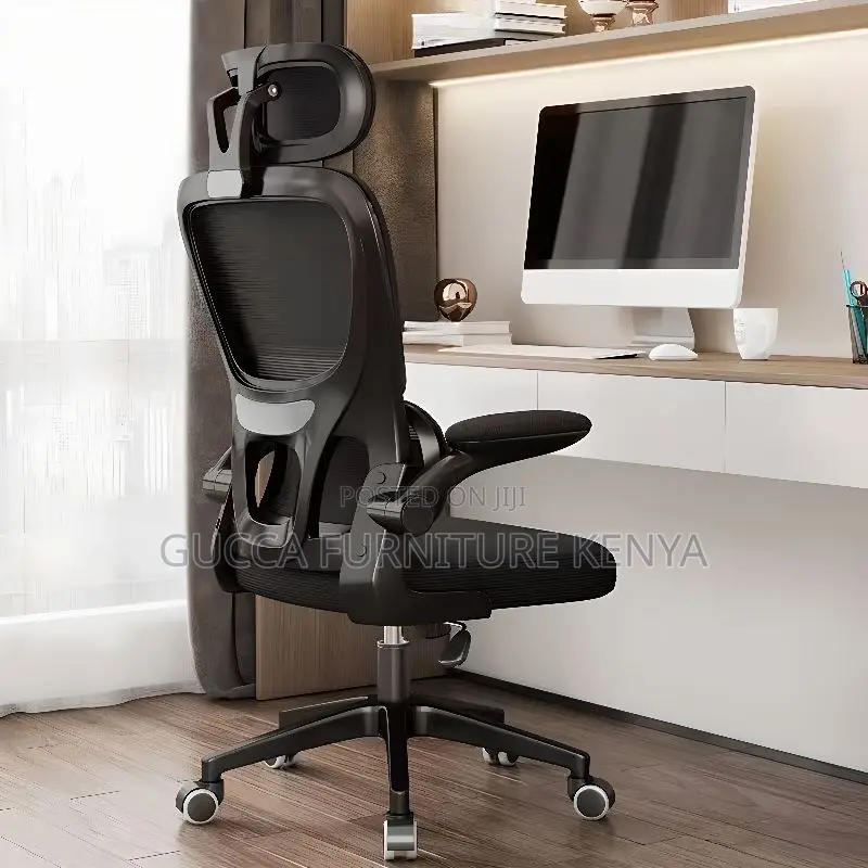 Office Chair; Adjustable Flip-Up Armrest Orthopedic Chair