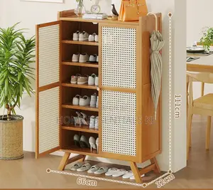 Wooden Bamboo Shoe Rack / Storage Cabinet-Black,Brown,Grey *
