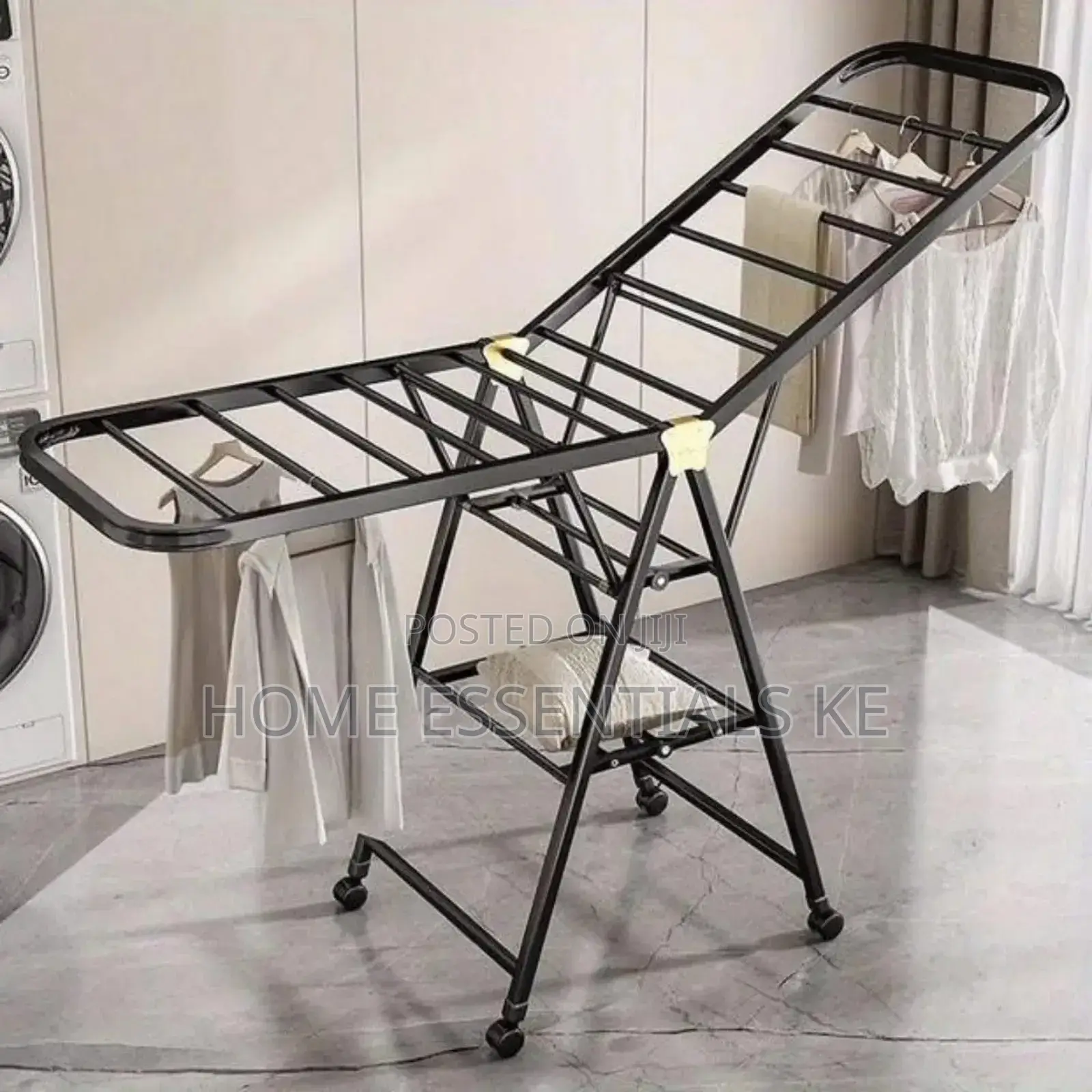 Black Movable Outdoor Drying Rack 1.5m (With Wheels)-