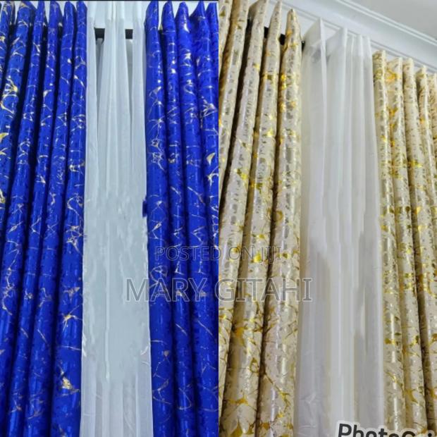 **3 Pc Marble Gold Curtains** - main view
