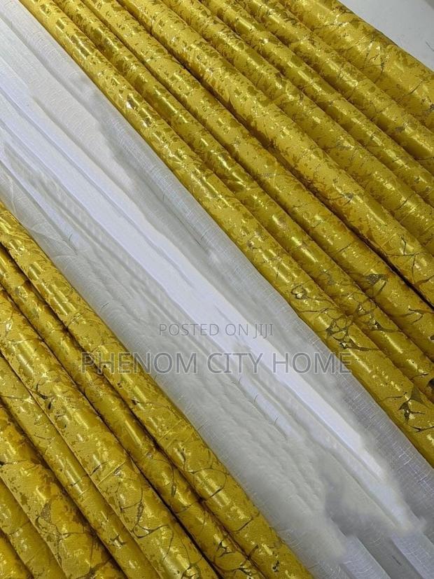 High-Quality Gold 3pc Marble Curtains - main view