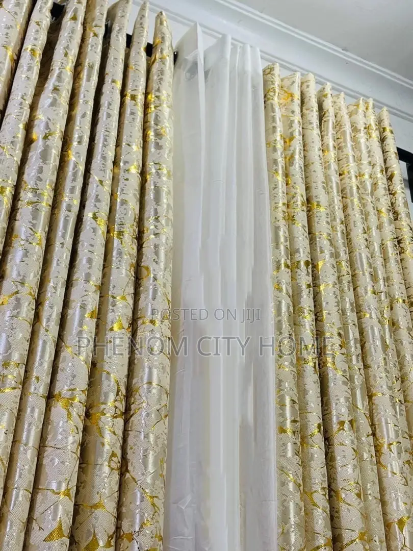Smart Gold Marble 3pc Curtains Available