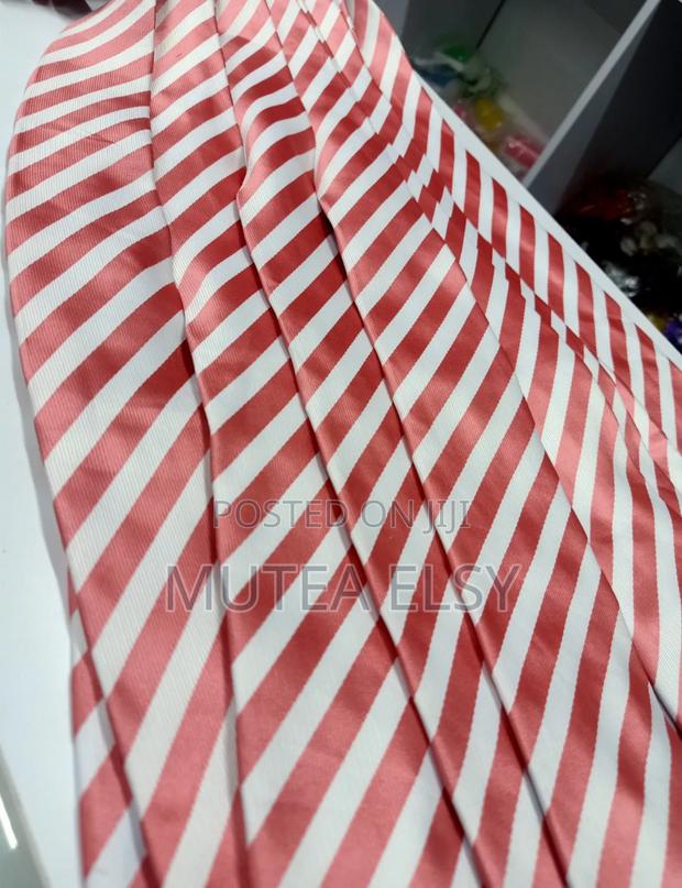 Peach Stripped White Executive Single Ties - main view