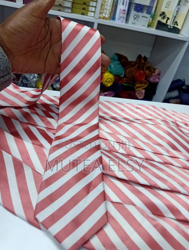 Peach Stripped White Executive Single Ties - thumbnail 3