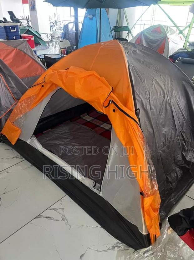 Spacious 4-Man Camping Tent With Poles, Pins Bag