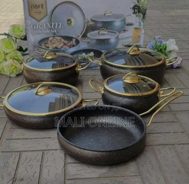 9 Pcs Granite Cookware Set Glass Lid Non-stick Pots - main view