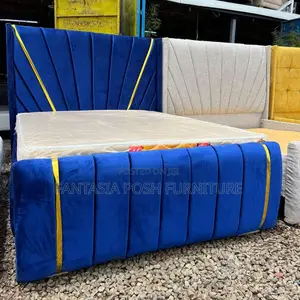 5 by 6 Royal Blue Fabric Chester Bed - Payment on Delivery