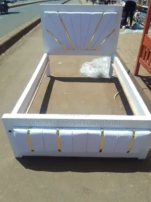 4x6 Minimalist White Bed With Golden Accents
