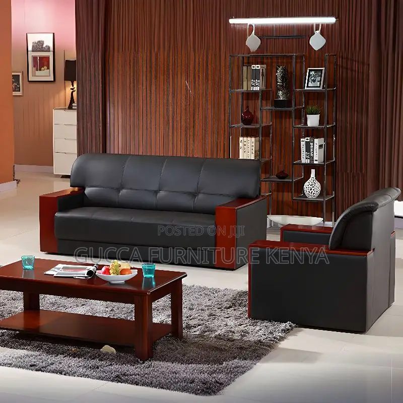Office Sofa:5-Seater Stylish Timber-Framed Modular Sofa Set