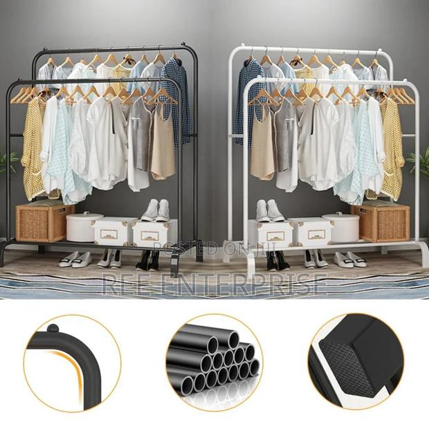Brand New Double Pole Clothing Rack With Shoes Rack