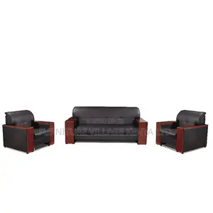 Office Sofa:Elegant Wood-Framed 5-Seat Modular Sofa System