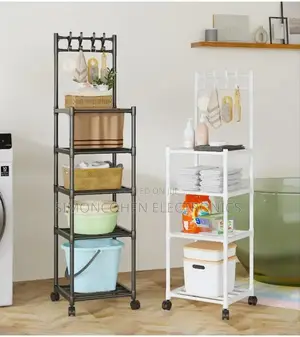 4 Tier Multipurpose Rack With Hooks and Wheels