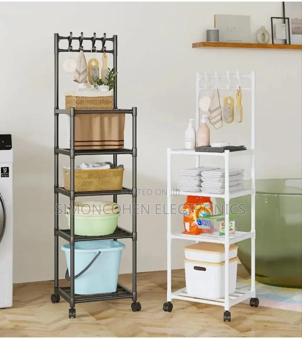 4 Tier Multipurpose Rack With Hooks and Wheels - thumbnail 3
