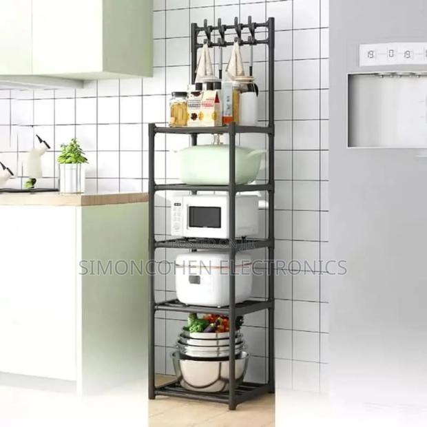 4 Tier Multipurpose Rack With Hooks and Wheels - thumbnail 4