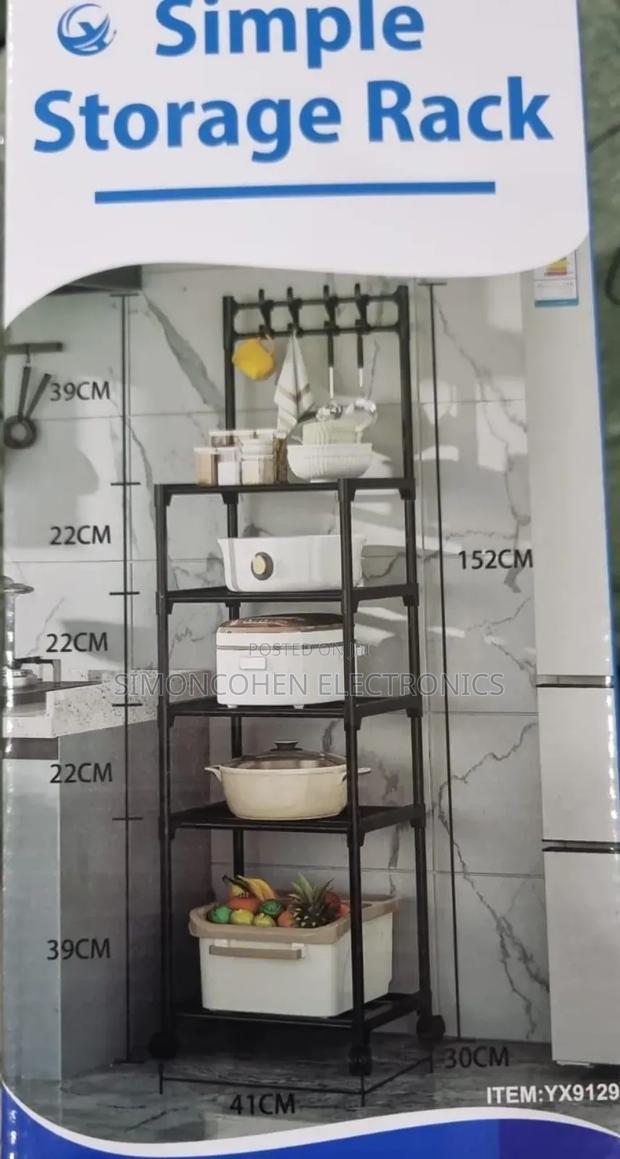 4 Tier Multipurpose Rack With Hooks and Wheels - thumbnail 5