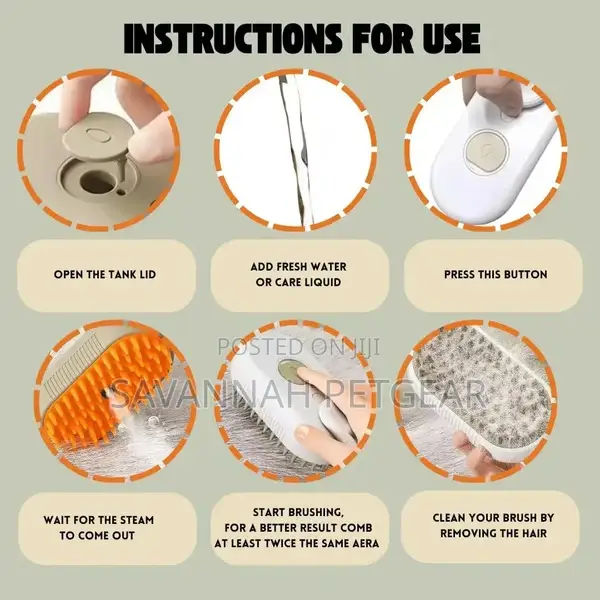Pet Grooming Steam Brush for Dogs Cats, Rechargeable