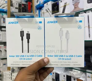 Anker 322 Usb-C to Usb-C 60w Cable (3ft) Braided – White