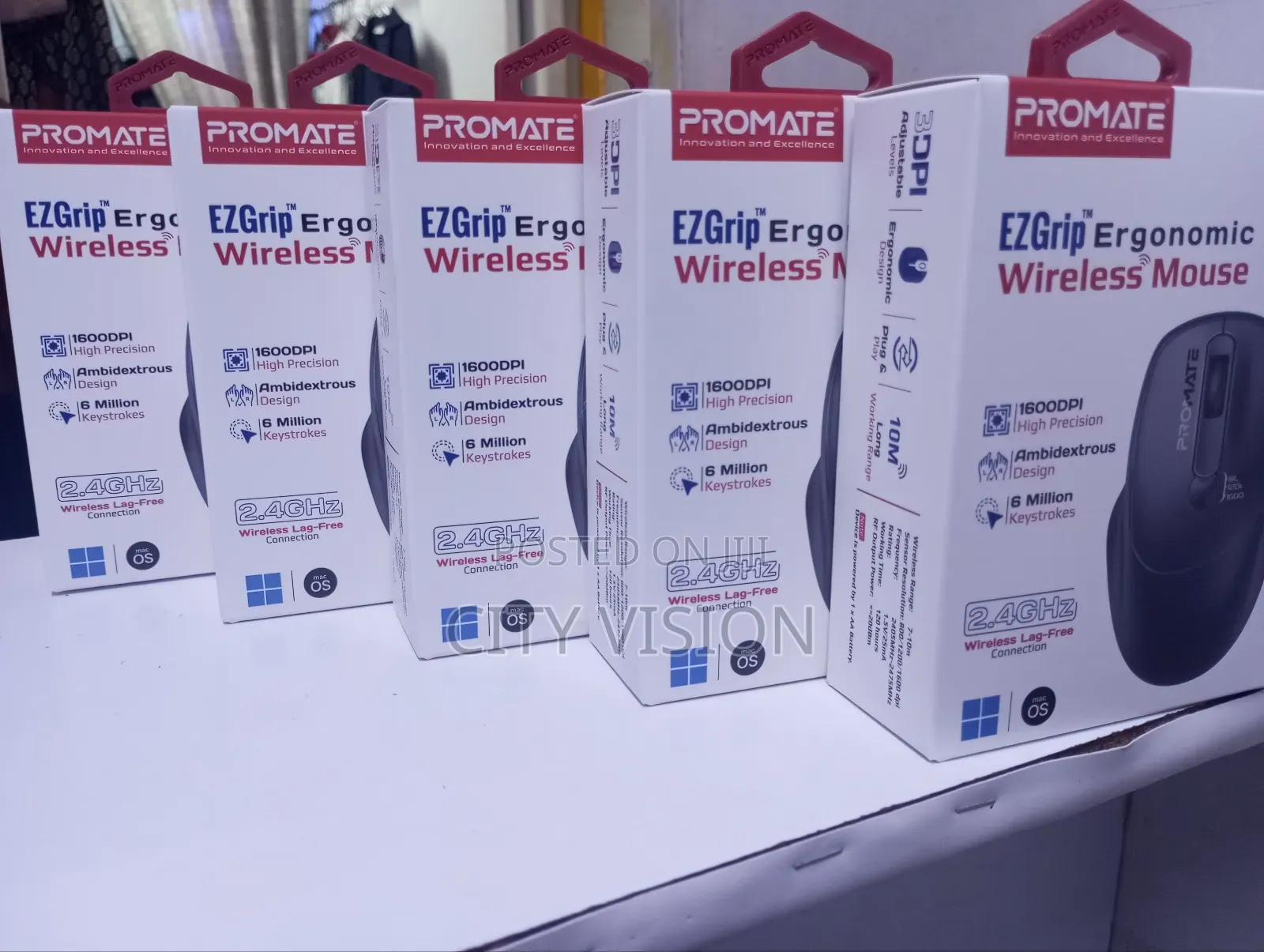 Promate 1600dpi Wireless Mouse Ezgrip Ergonomic Design