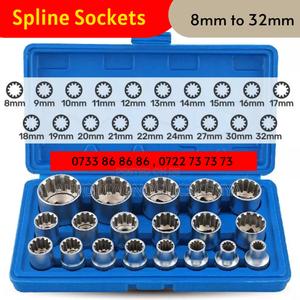 19 Piece Spline Socket Spanners From 8mm-32mm - thumbnail 2