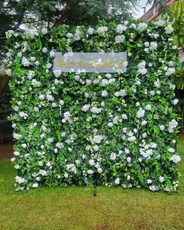 Lush Green Flower Wall Backdrop for Hire - main view