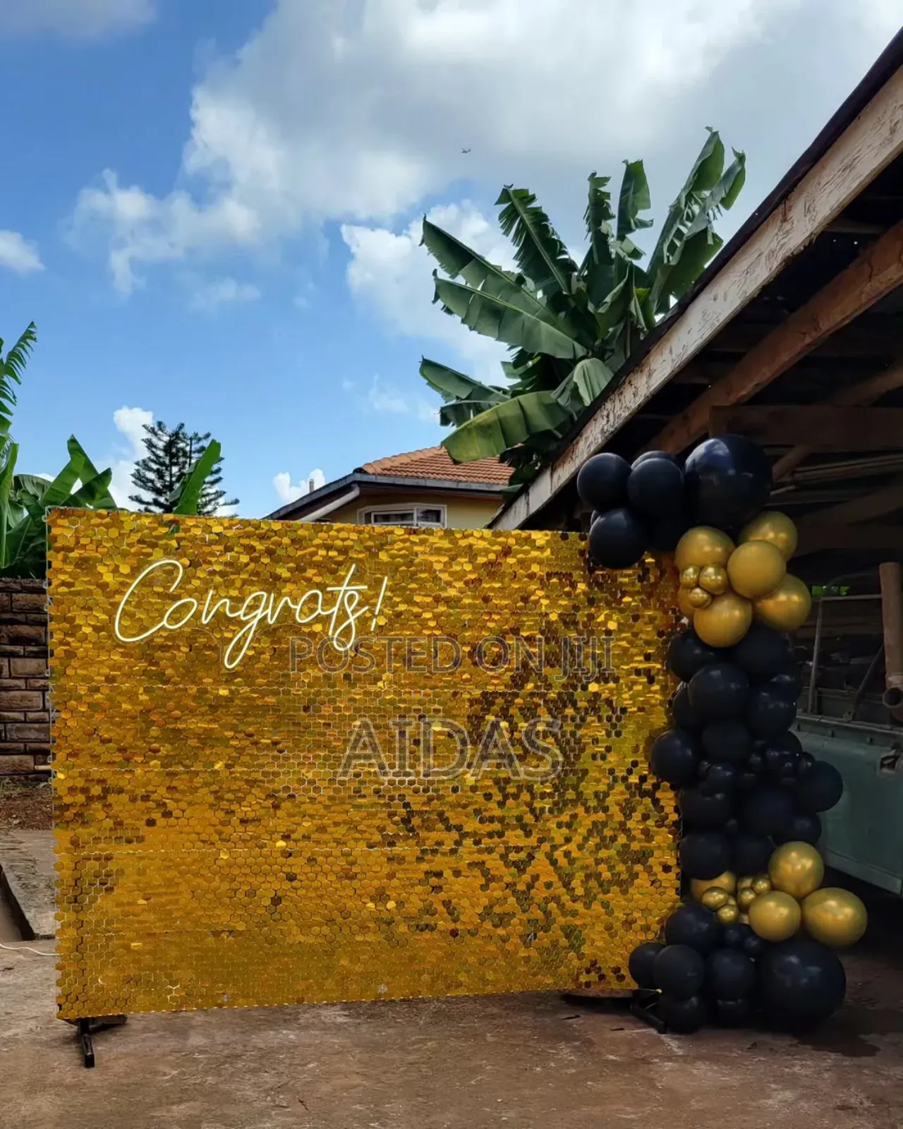 Black and Gold Shimmer Backdrop Rental