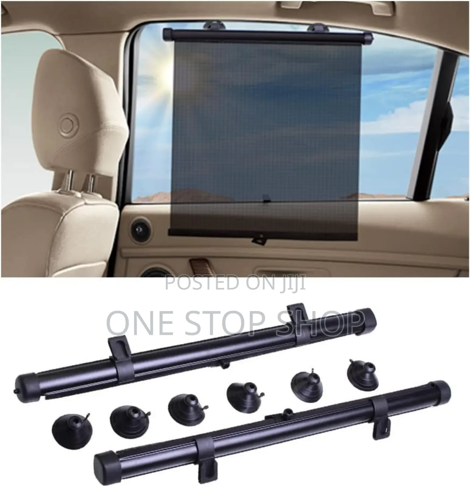 2pc Suction Mount Car Roller Sunshade