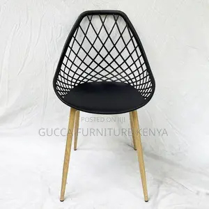 Dining Chair: Plastic Back Coffee Chair With Wood Iron Leg