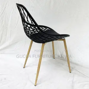 Dining Chair: Plastic Back Coffee Chair With Wood Iron Leg