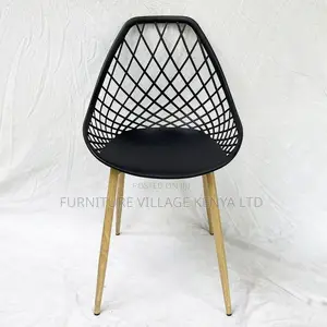 Office Chair: Plastic Back Armchair With Wooden Base