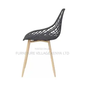 Office Chair: Plastic Back Armchair With Wooden Base