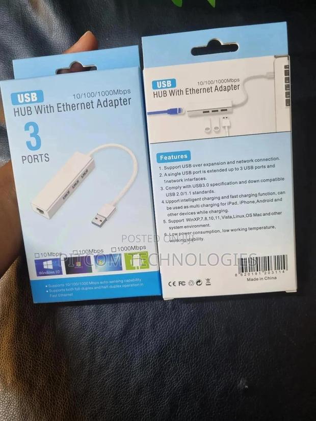 Usb Hub With Ethernet Adapter 3 Ports - thumbnail 5