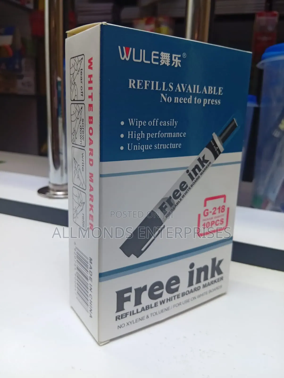 A Packet of Free Ink Refillable Whiteboard Marker-10pcs