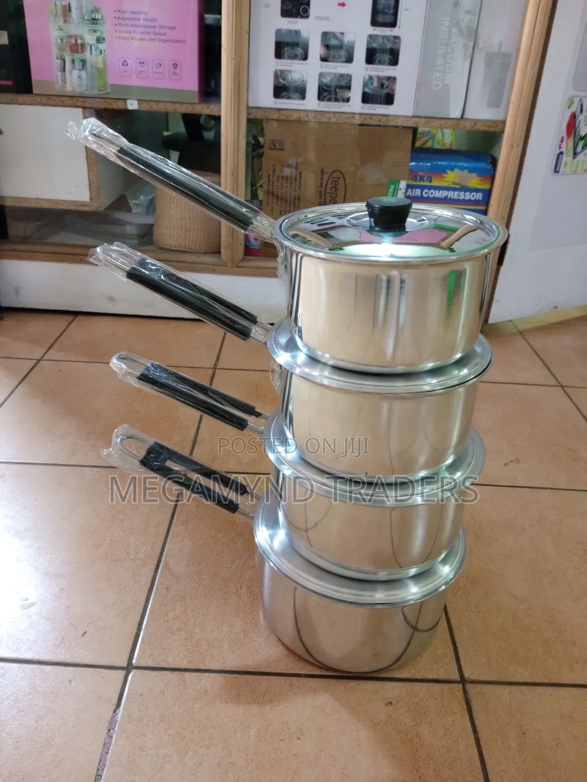 4pc Aluminium Sufuria With Handles + 4pc Lids