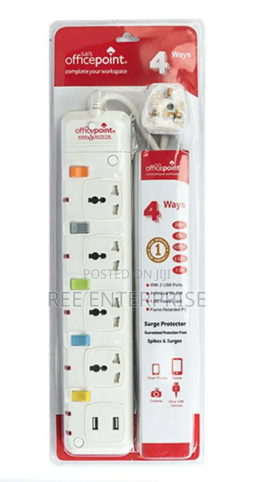 Office Point Extension 4way With Usb