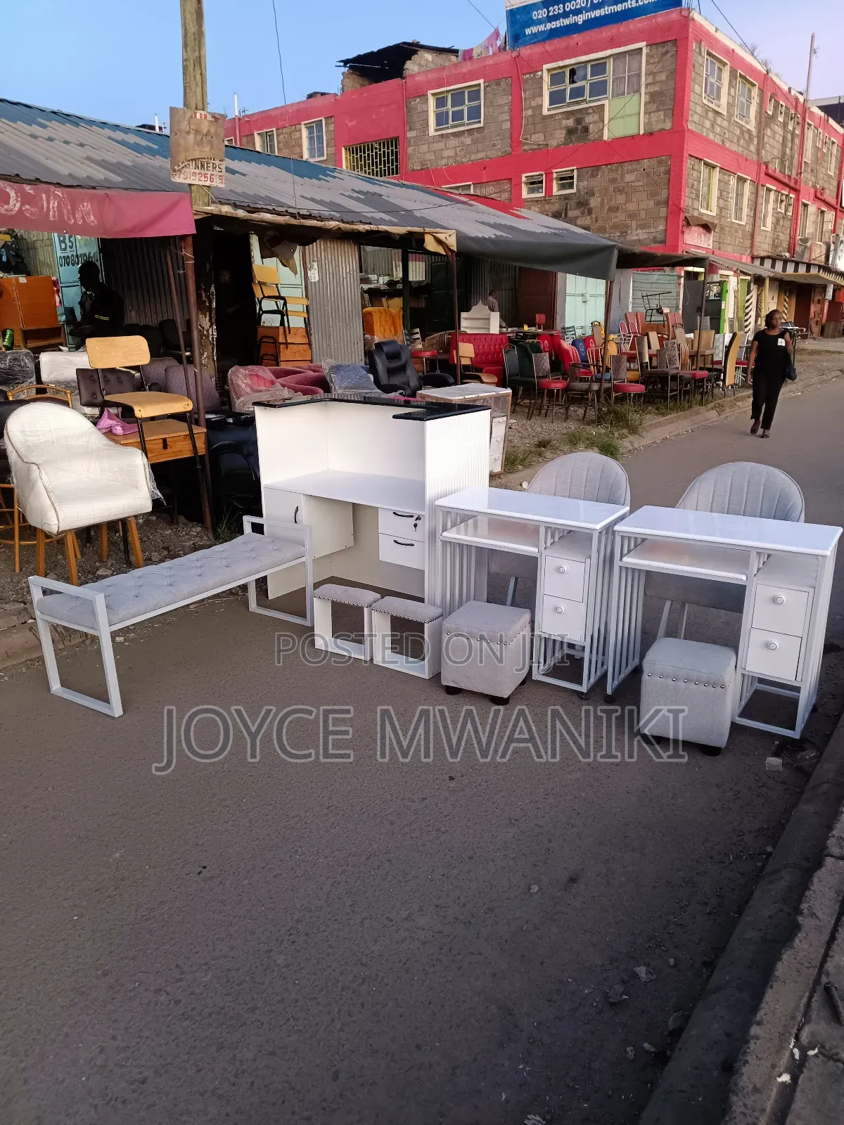 Waiting Seat, Reception Desk and 2 Manicure Sets,