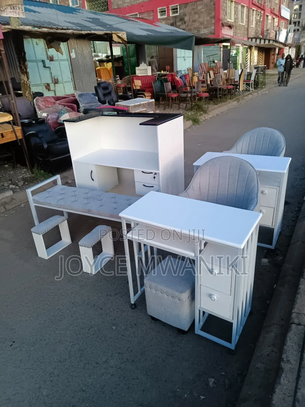 Waiting Seat, Reception Desk and 2 Manicure Sets,