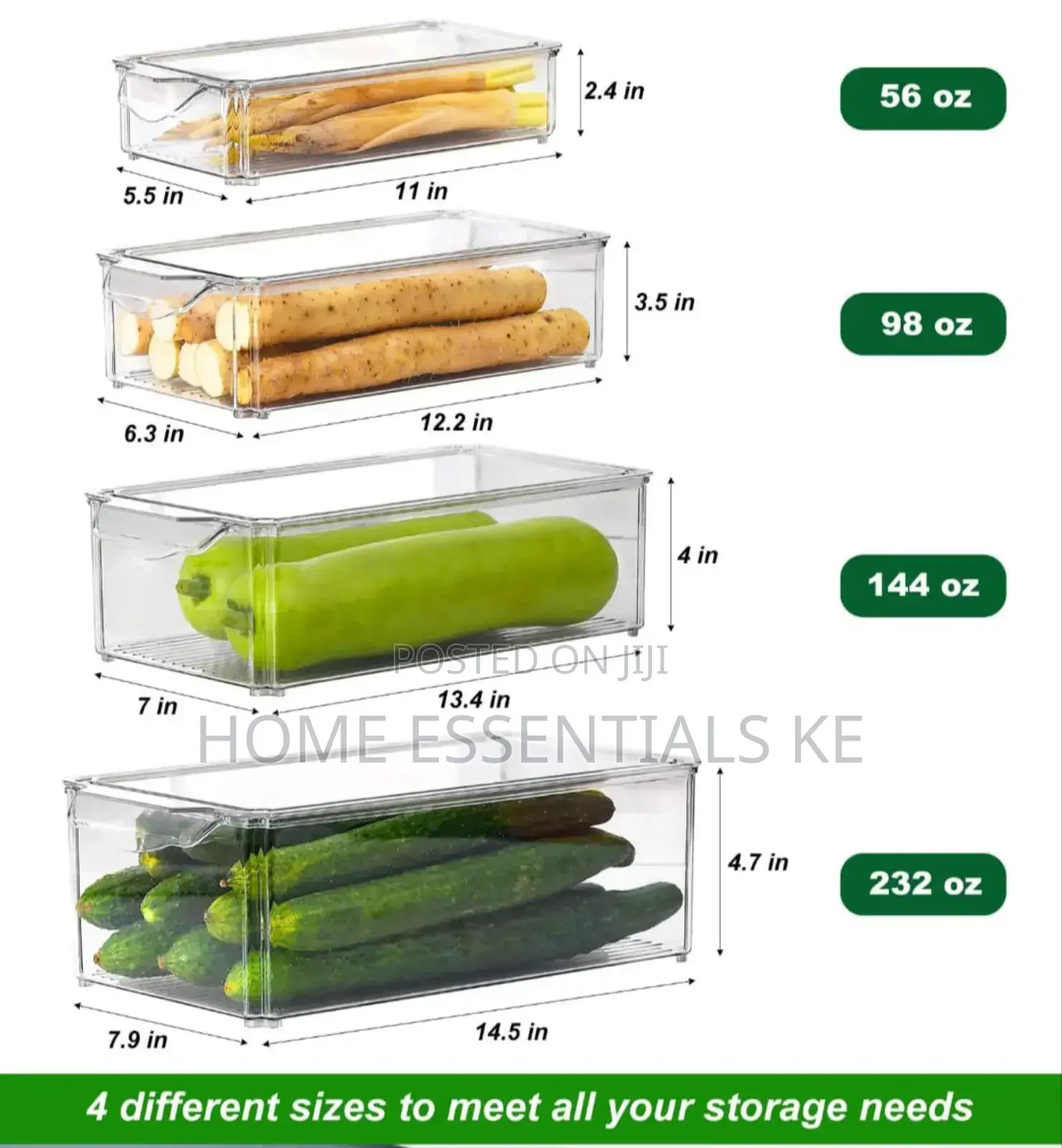 *4 PCS Big Capacity Bpa-Free Stackable Acrylic Organizer