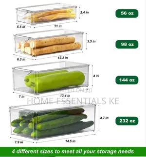 *4 PCS Big Capacity Bpa-Free Stackable Acrylic Organizer