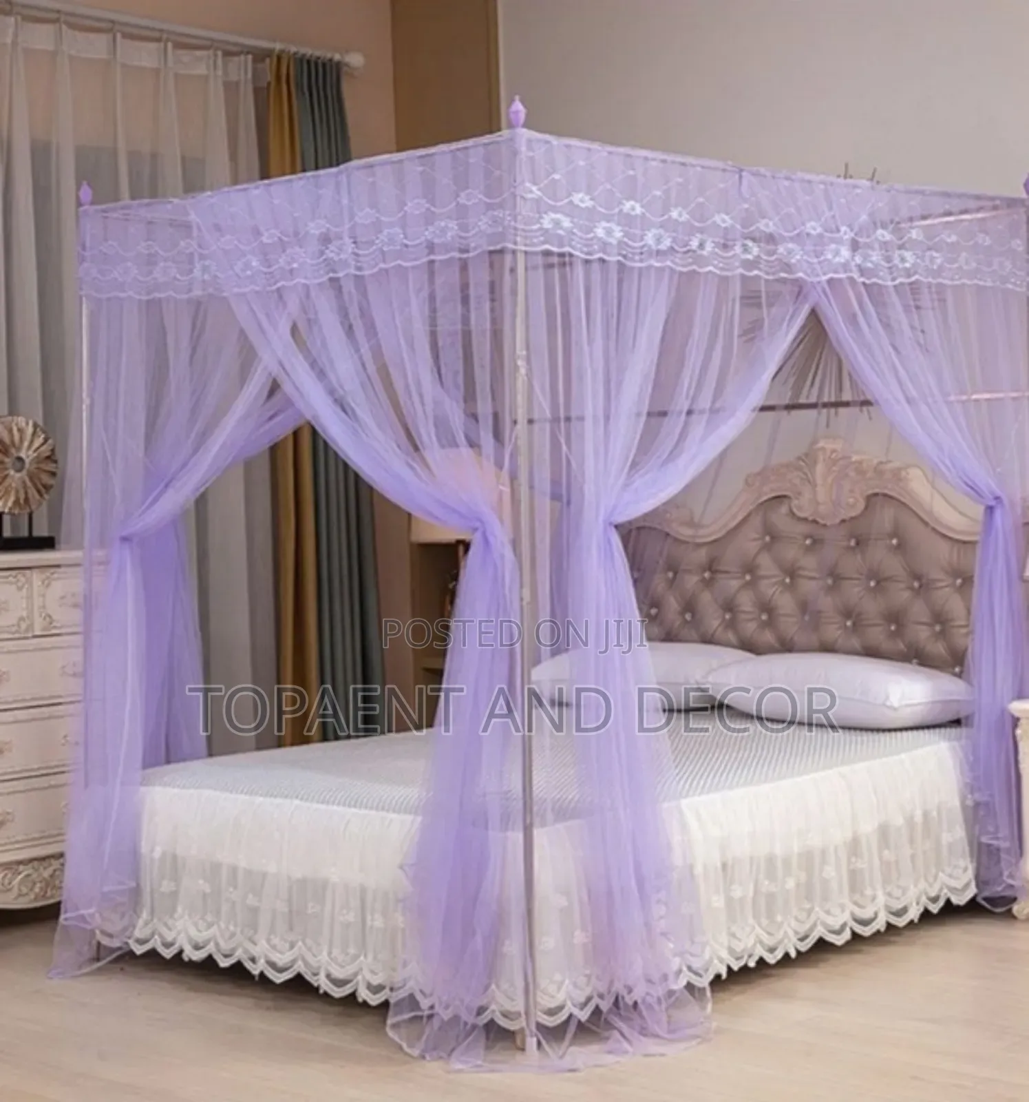 Ultimate Elegant Purple Four Stand Mosquito Net