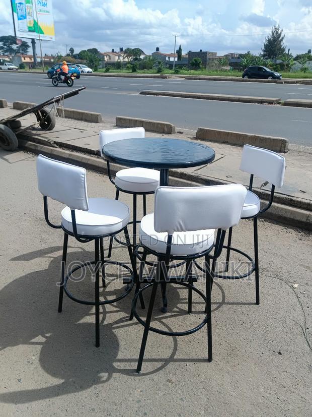 Set of High Bar Stools, Black and White  - thumbnail 2