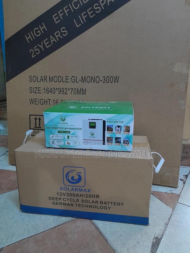 Hybrid 1kva Solar System Battery 200ah + 2 Panel 300w - thumbnail 2