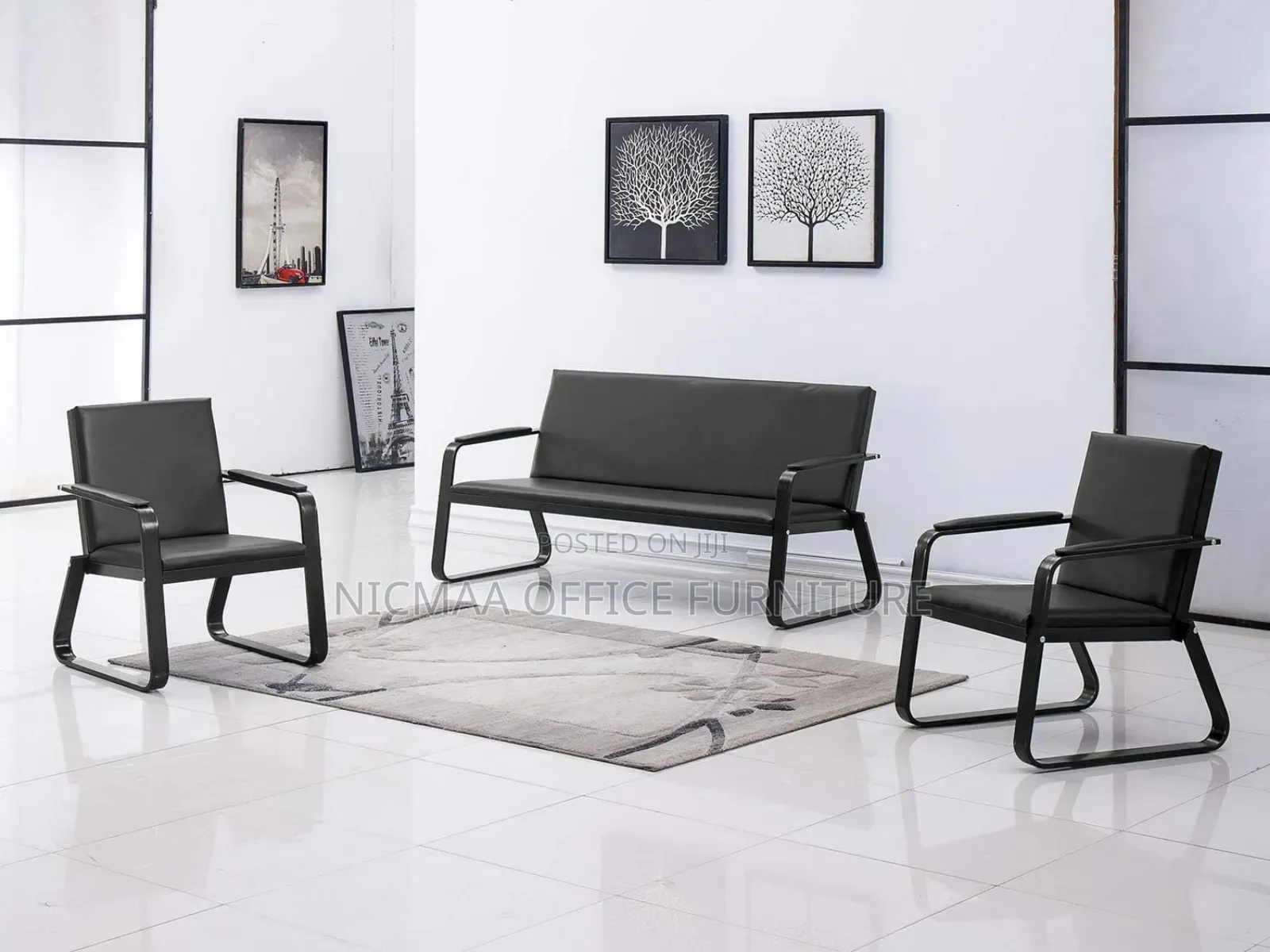 5-Seater Reception Leather Sofa