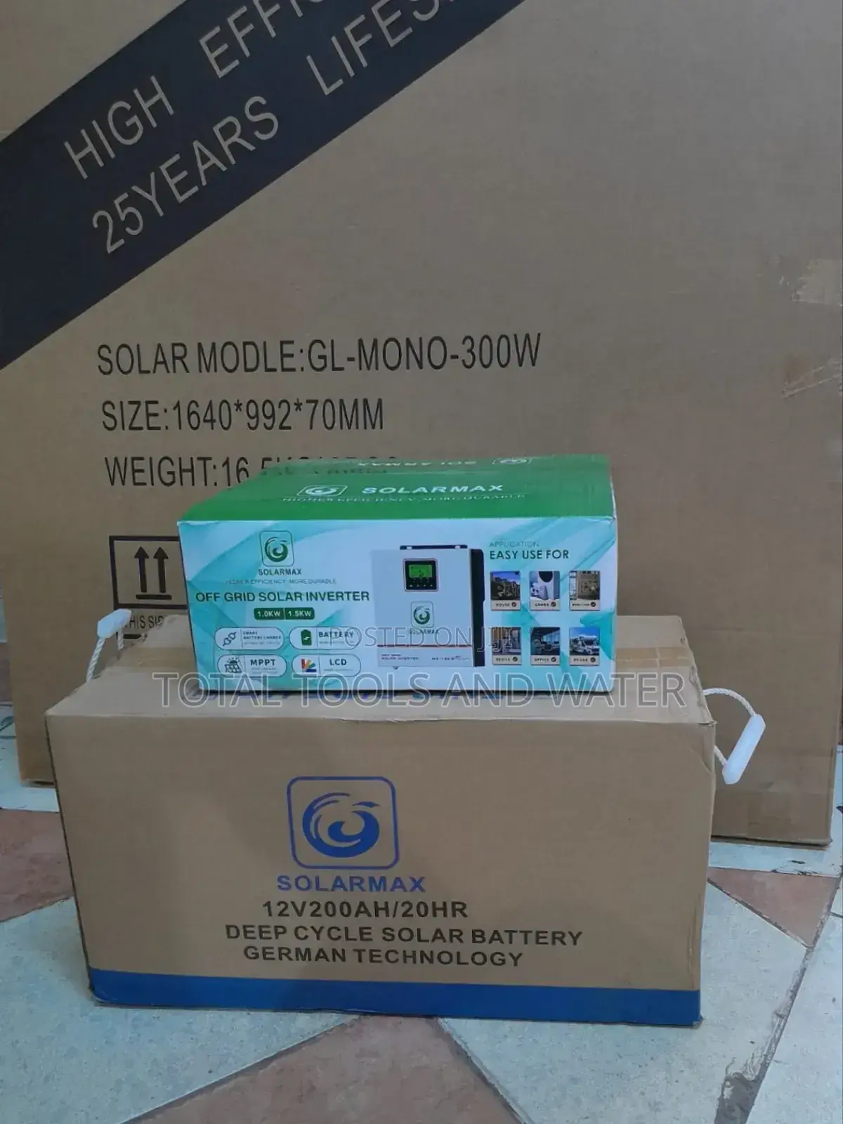 Powr Inverter 1kva+Set of Solar Panel 300w+Solar Battery