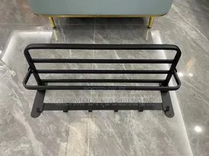 Towel Rack Holder (Black) +Hooks