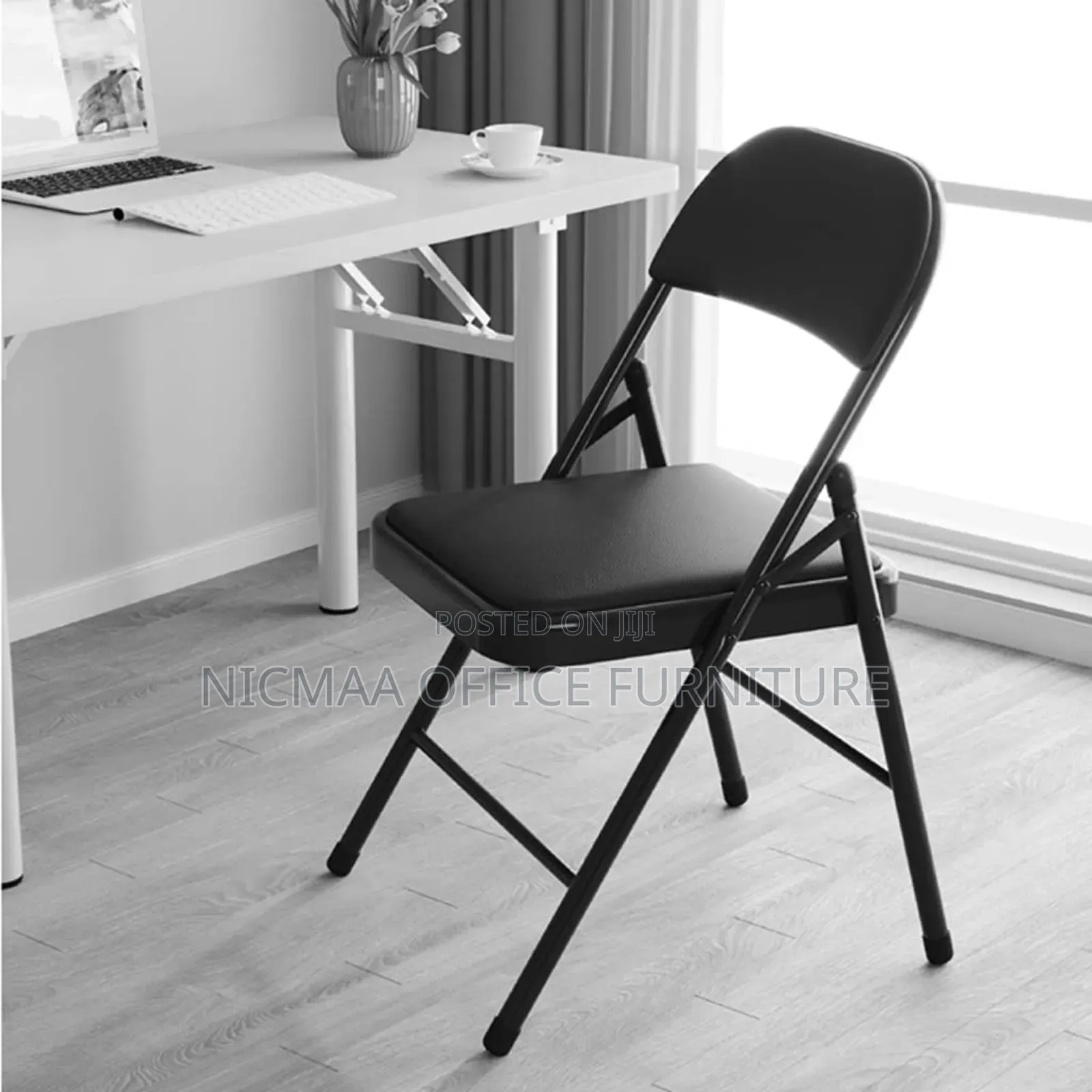 Black Leather Foldable Chair