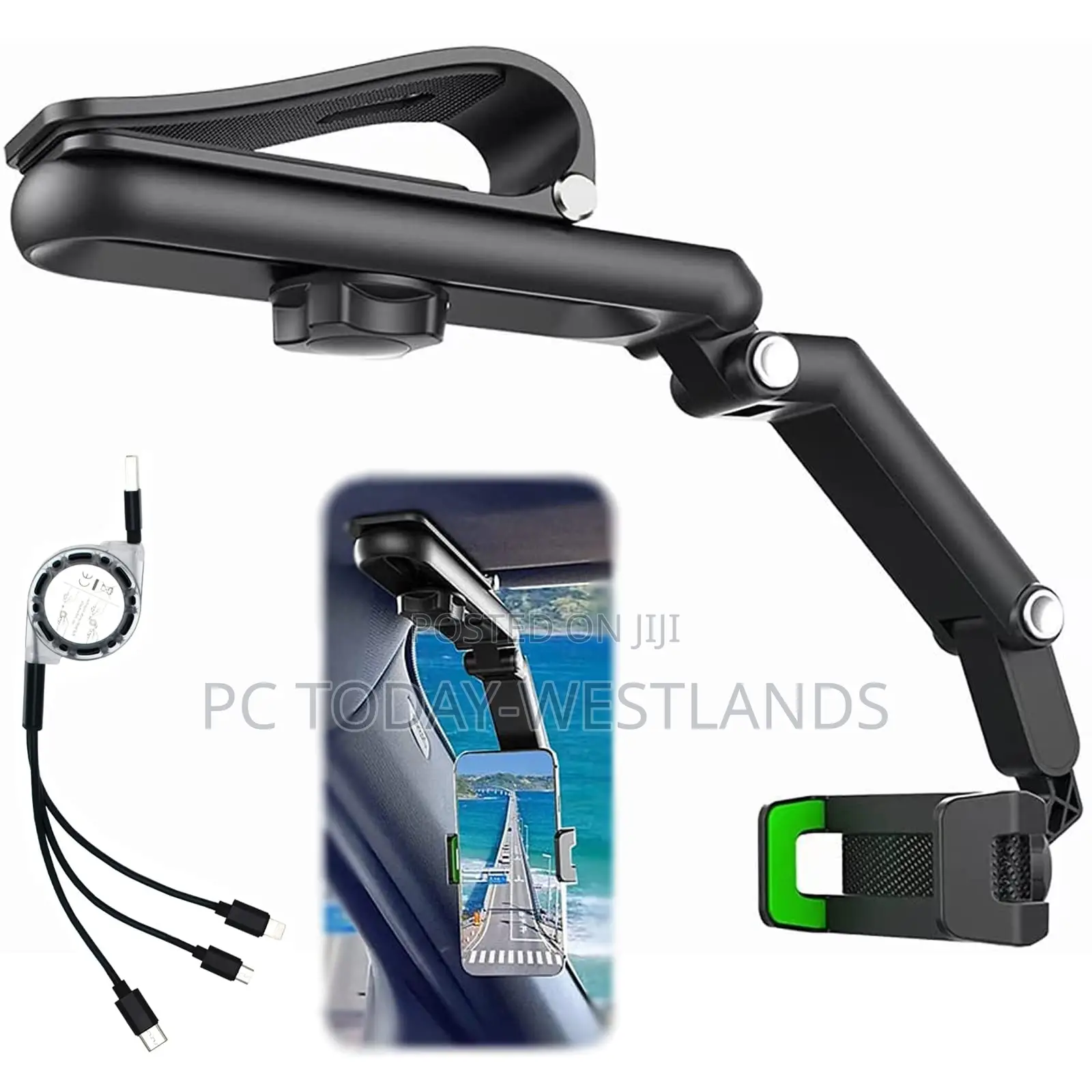 Doubfivsy Car Phone Holder + Usb Cable, 360° Multifunctiona