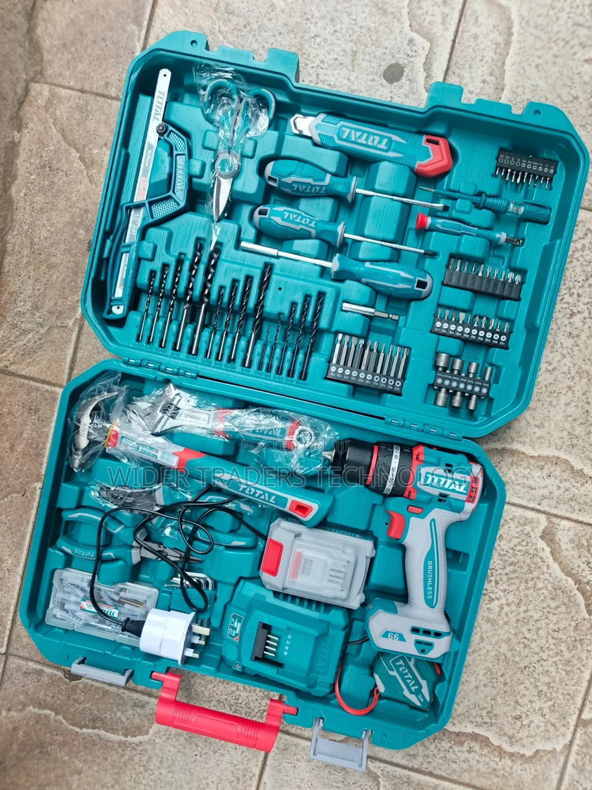 Total 165pcs Tool Set With 20v Cordless Impact Drill