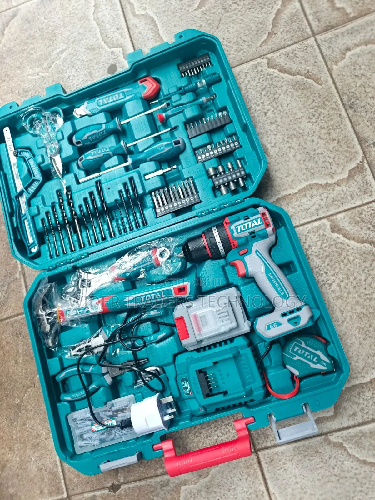 Total 165pcs Tool Set With 20v Cordless Impact Drill
