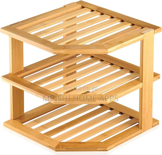 Bamboo 3-tier Corner Shelf Organizer - main view